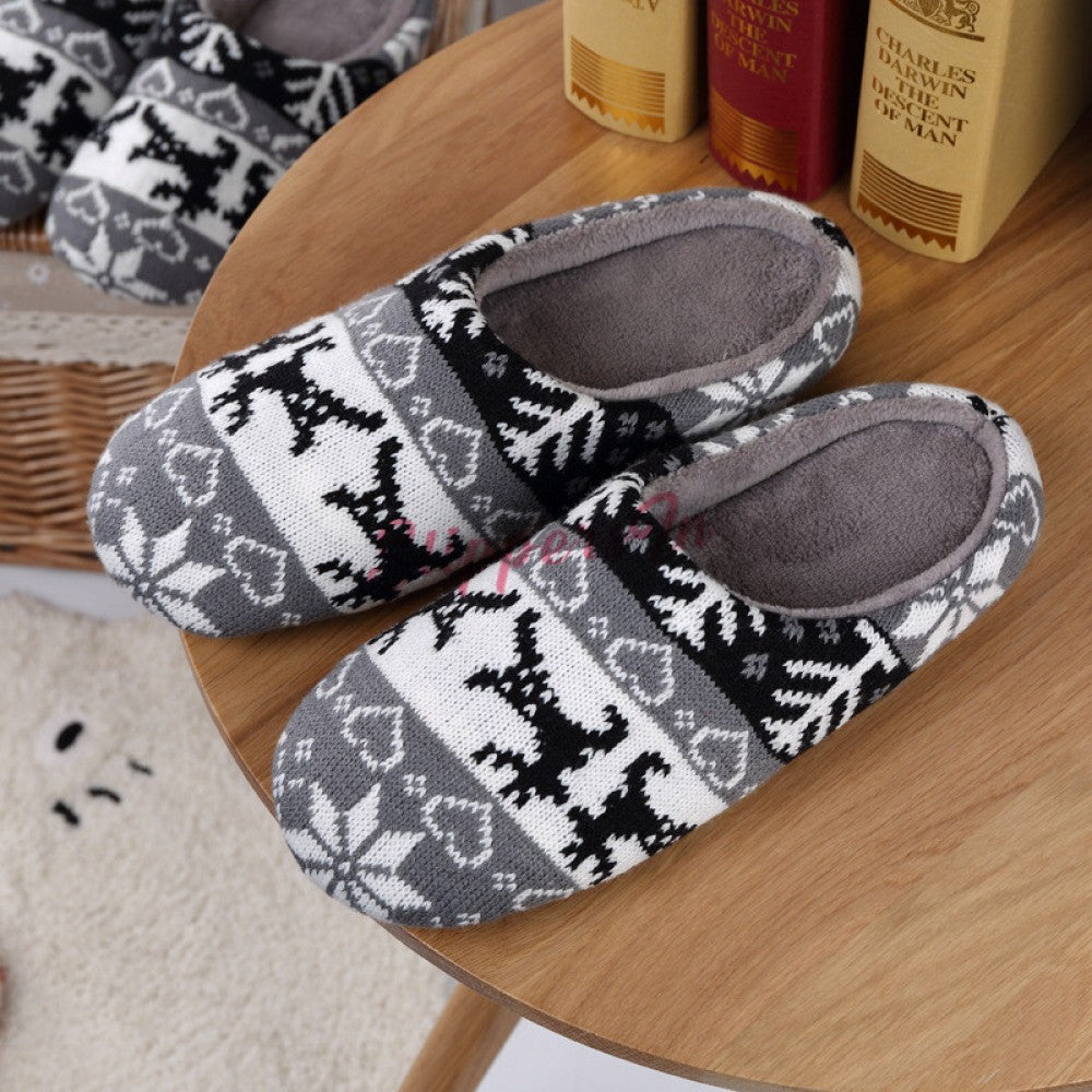 Cotton Knitted Slippers for Adults and Kids Pom Pom Scuff Slippers