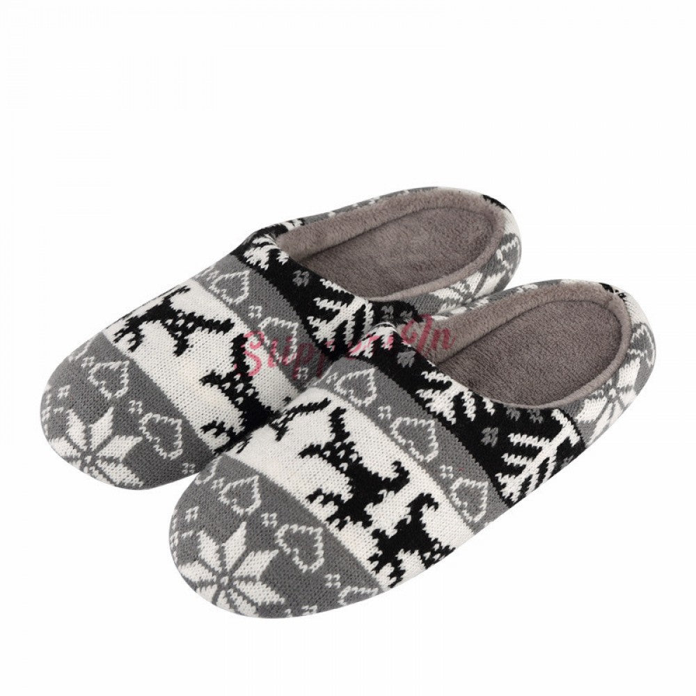 Cotton Knitted Slippers for Adults and Kids Pom Pom Scuff Slippers