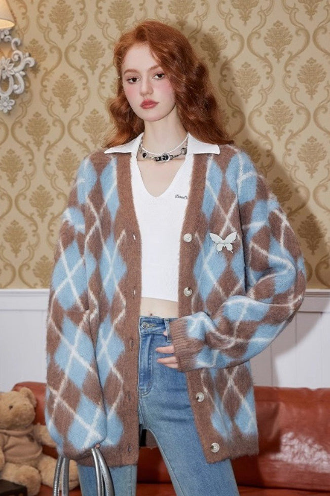 Vintage Argyle Mohair Cardigan