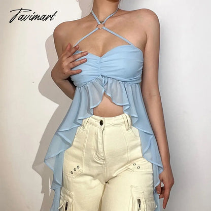 Backless Sling Women Hot Girl Sexy Blue Streetwear Y2K Tops Summer Fashion Woman Corset Wrap Chest Tops