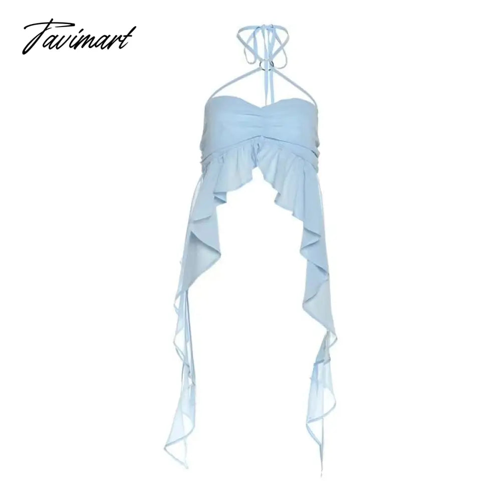 Backless Sling Women Hot Girl Sexy Blue Streetwear Y2K Tops Summer Fashion Woman Corset Wrap Chest Tops