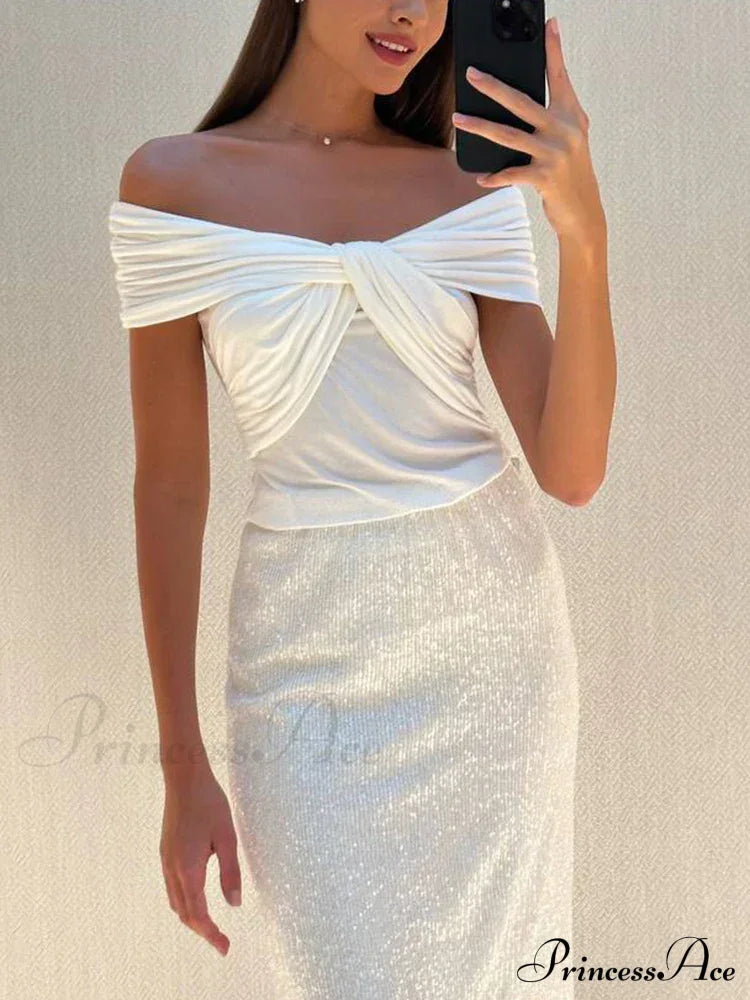 Twist Front Off Shoulder T-Shirt