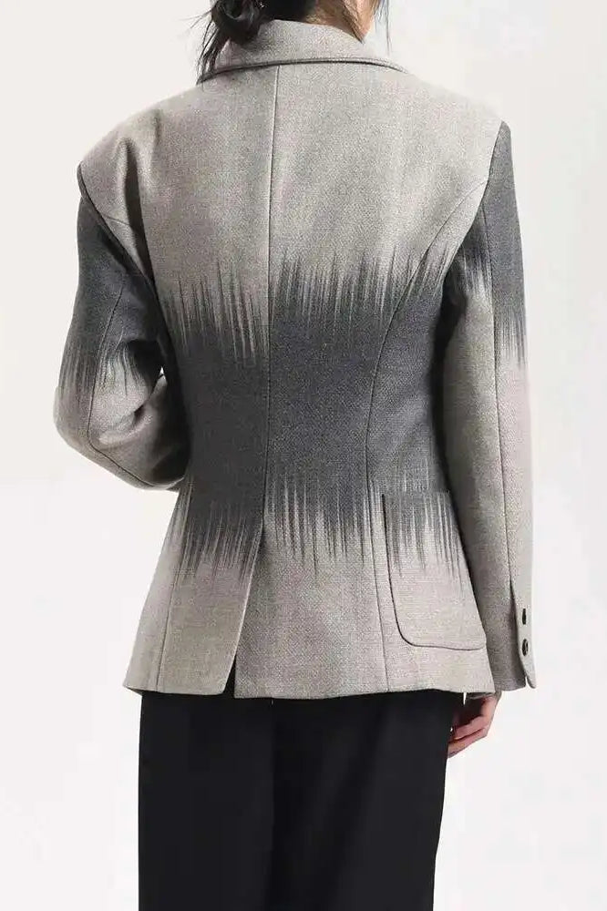 Irregular Button Woolen Blazer