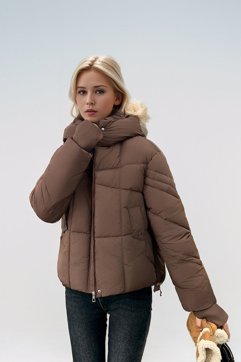 Quilted Down Blend Cropped Coat