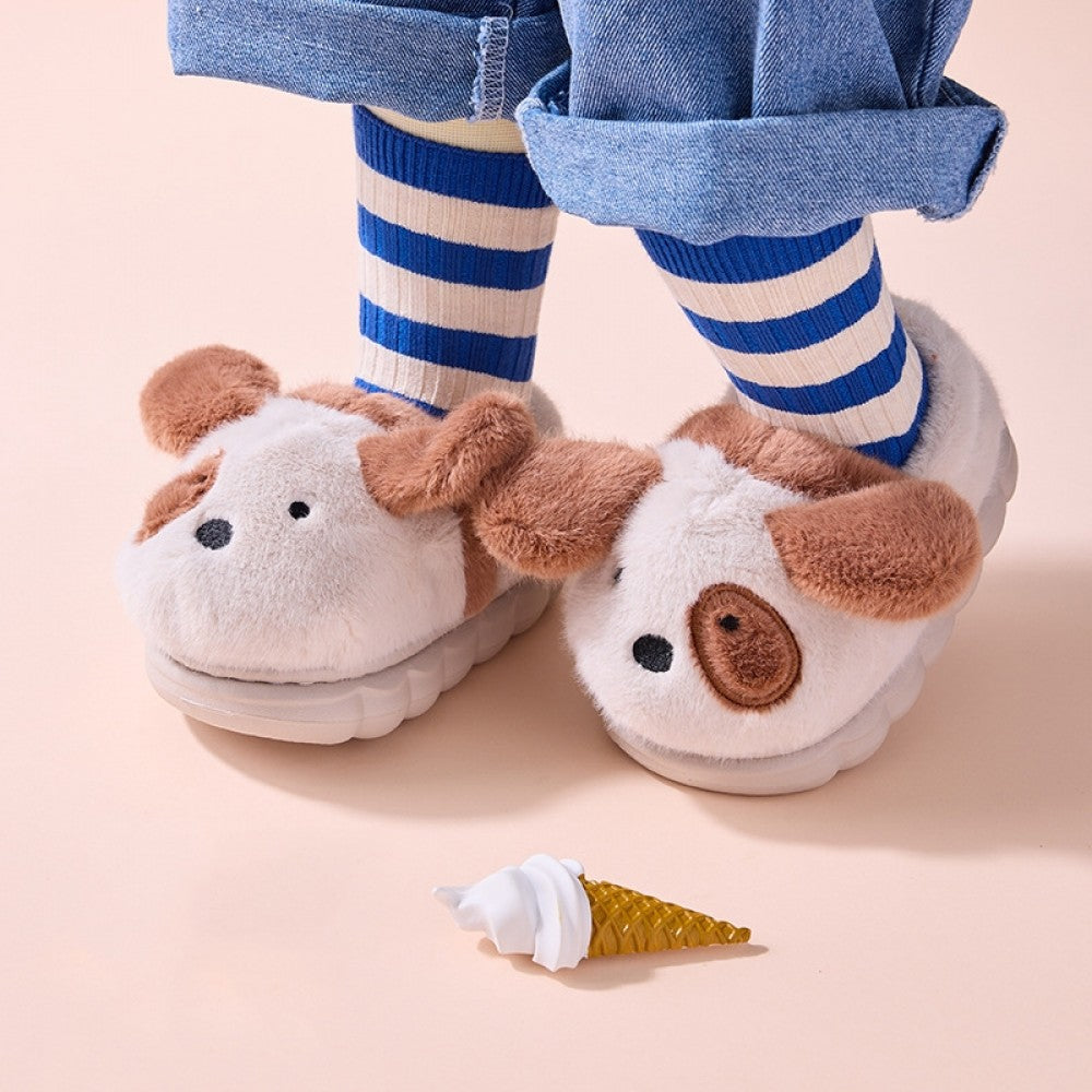 Cartoon Puppy Slippers Fuzzy House Shoes for Toddlers and Little Kids