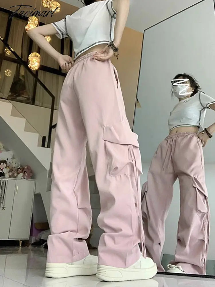 Causal Baggy Cargo Pants High Waist Y2K Big Pockets Streetwear Student Trousers Loose Fall Korean Solid Female Pants
