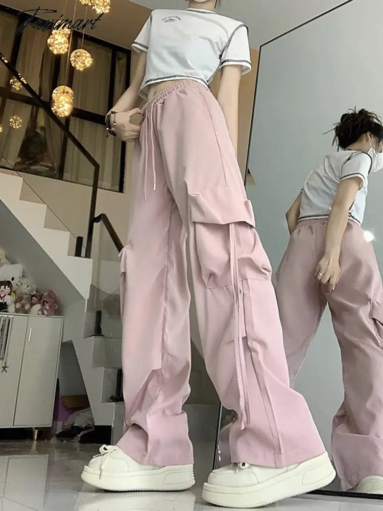 Causal Baggy Cargo Pants High Waist Y2K Big Pockets Streetwear Student Trousers Loose Fall Korean Solid Female Pants