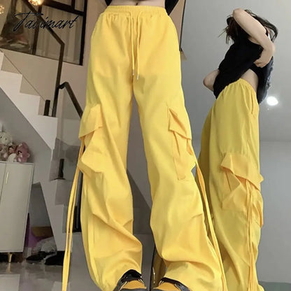 Causal Baggy Cargo Pants High Waist Y2K Big Pockets Streetwear Student Trousers Loose Fall Korean Solid Female Pants