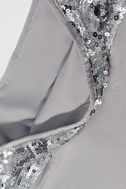 Solid Sequin Panel Backless Skirt Set