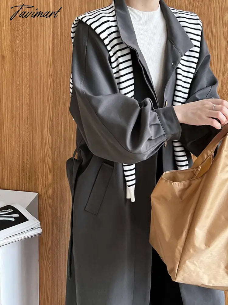 Chic Women Trench Coat Casual Women's Long Outerwear Loose Overcoat Autumn Winter Fashion Single-breasted Windbreaker Femme