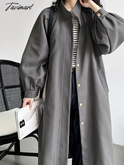Chic Women Trench Coat Casual Women's Long Outerwear Loose Overcoat Autumn Winter Fashion Single-breasted Windbreaker Femme