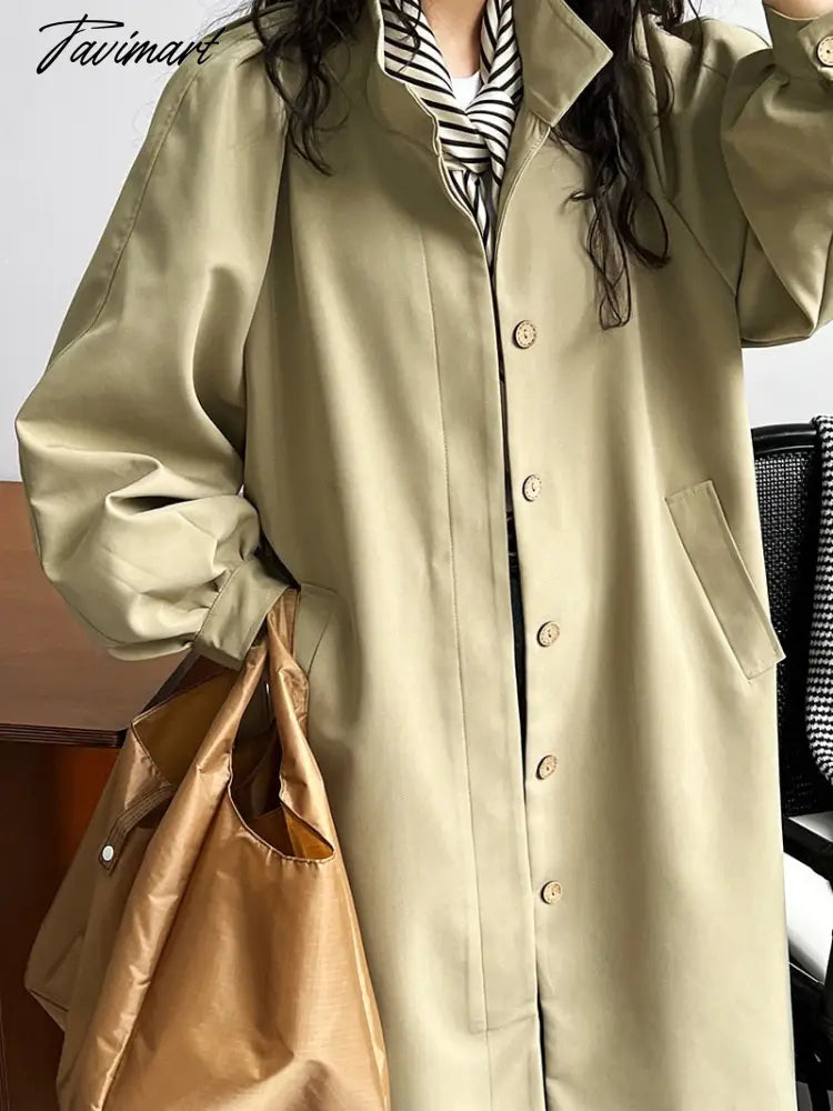 Chic Women Trench Coat Casual Women's Long Outerwear Loose Overcoat Autumn Winter Fashion Single-breasted Windbreaker Femme