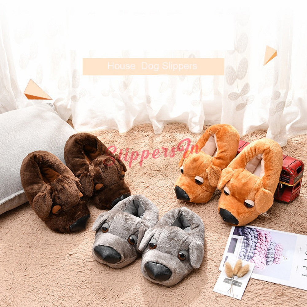 Cute Dog Slippers for Adults Fuzzy Animal Slipper Shoes