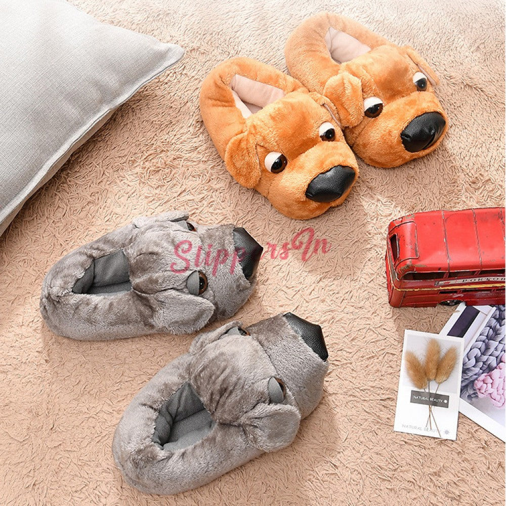 Cute Dog Slippers for Adults Fuzzy Animal Slipper Shoes