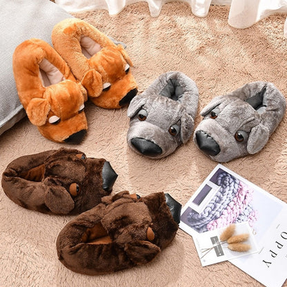 Cute Dog Slippers for Adults Fuzzy Animal Slipper Shoes