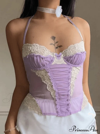Sexy Elegant Lace Purple Cami Top