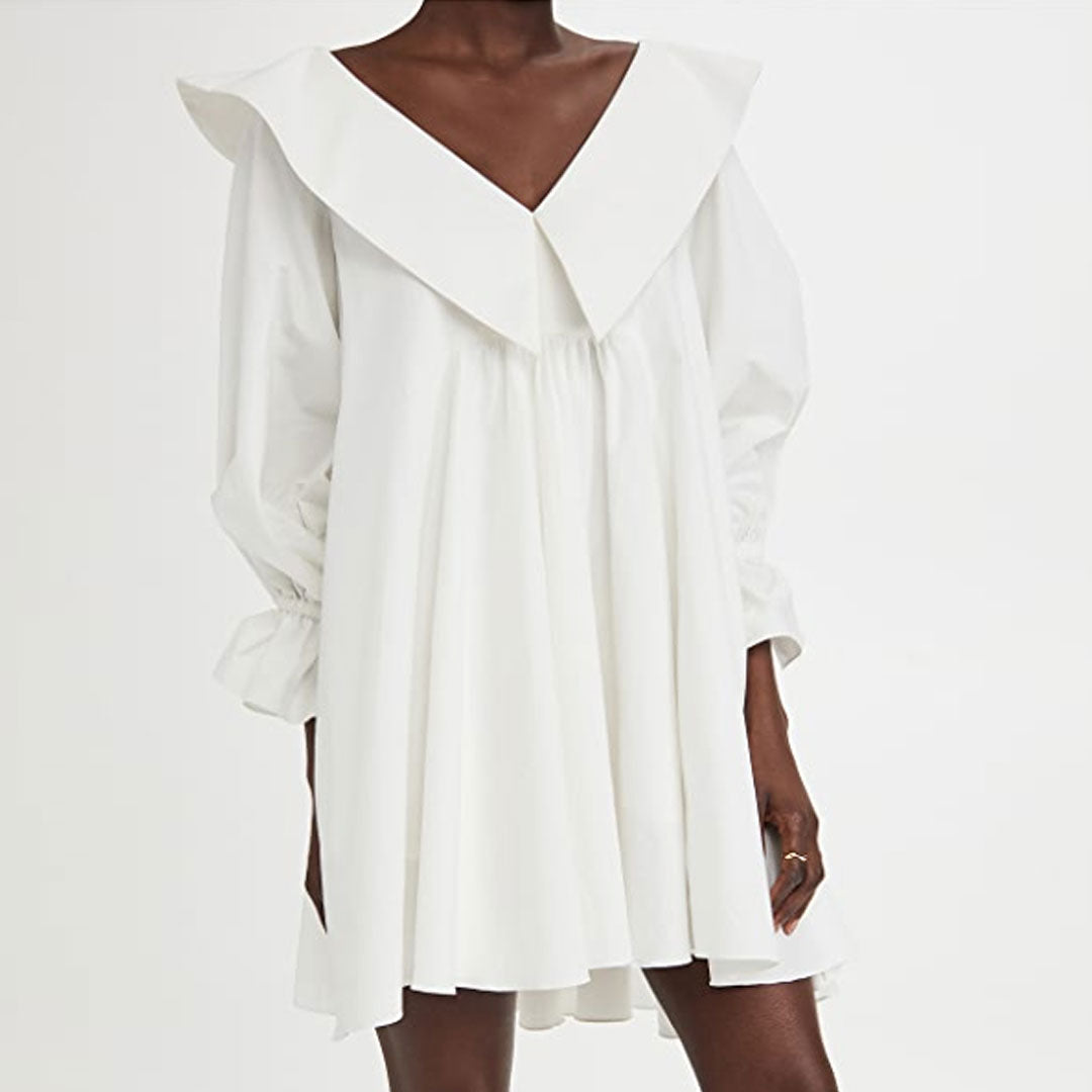 Chelsea Collar Neck Balloon Sleeve Babydoll Mini Dress