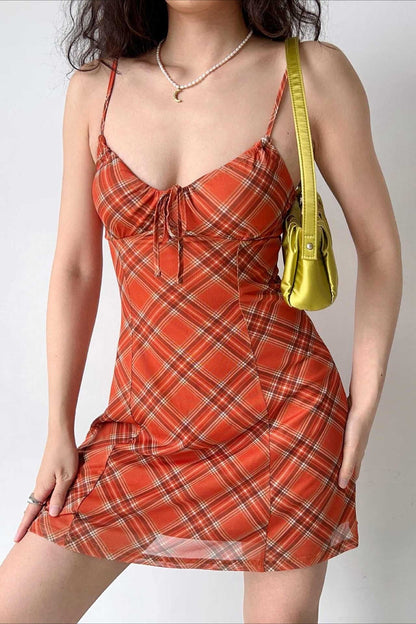 Checkered Corset Tank Mini Dress