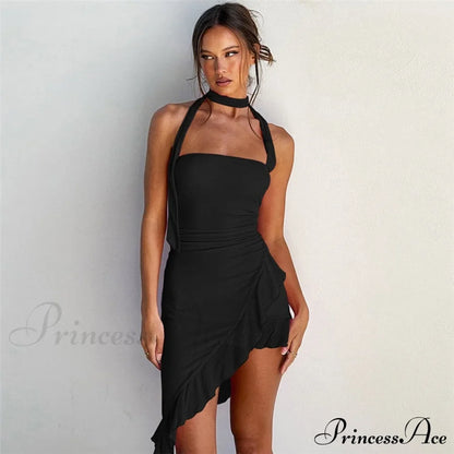 Draped Frill Stylish Tube Mini Dress