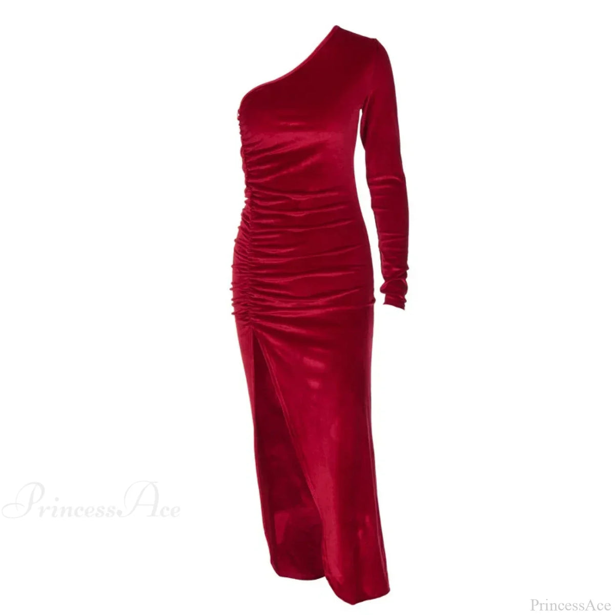 Elegant Long Sleeve Party Evening Velvet Bodycon Split Pencil Midi Party Dress