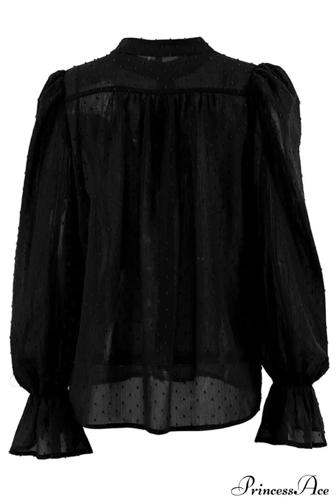 Elegant Neckline Mandarin - Flounce Blouse Solid 3 Color Options