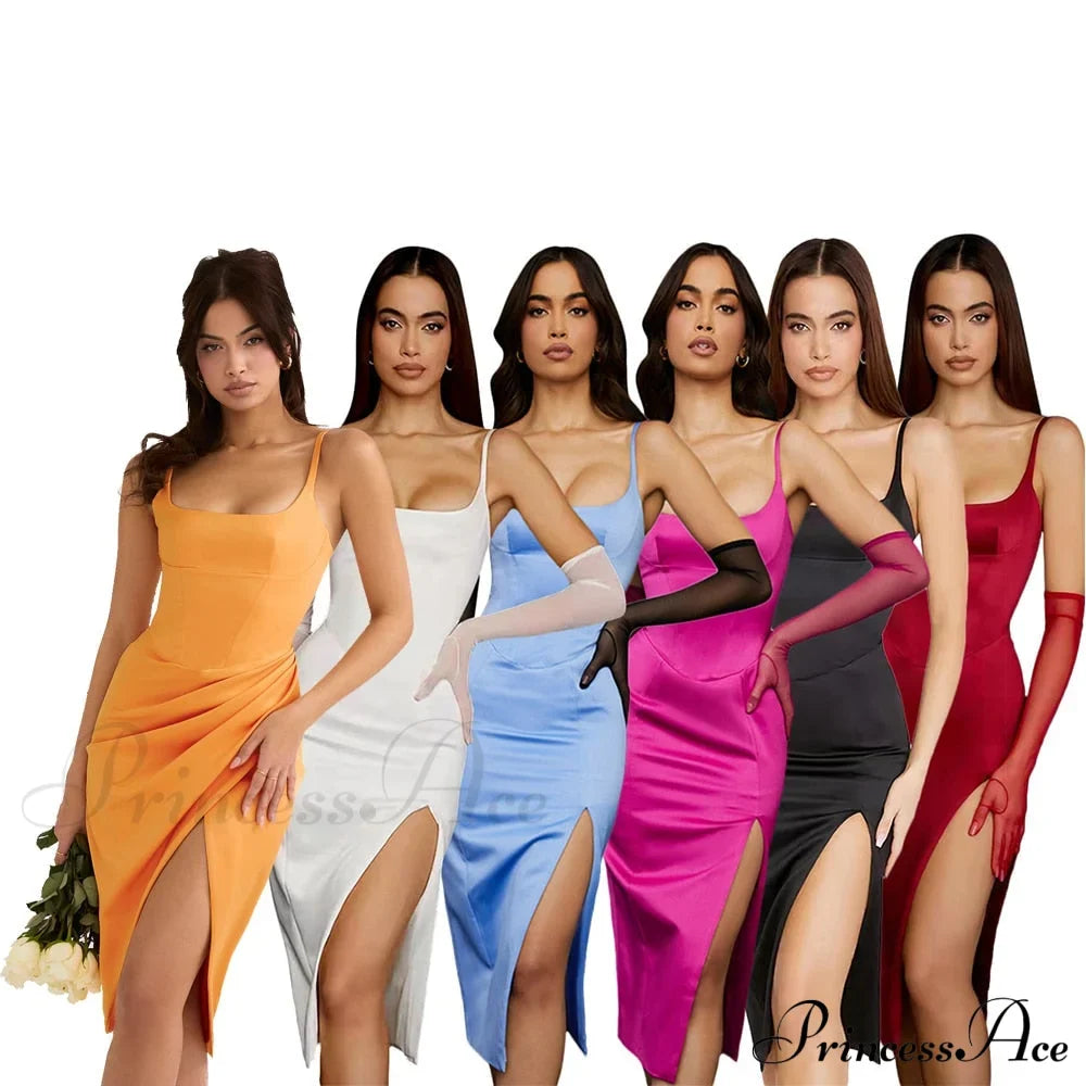 Eve Gown Dress New Women Warm-Season Midi Satin Elegant Black for Party White Night Evening - Years Bodycon Dresses