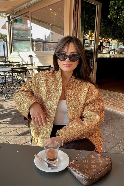 Sequined Stand Collar Jacket