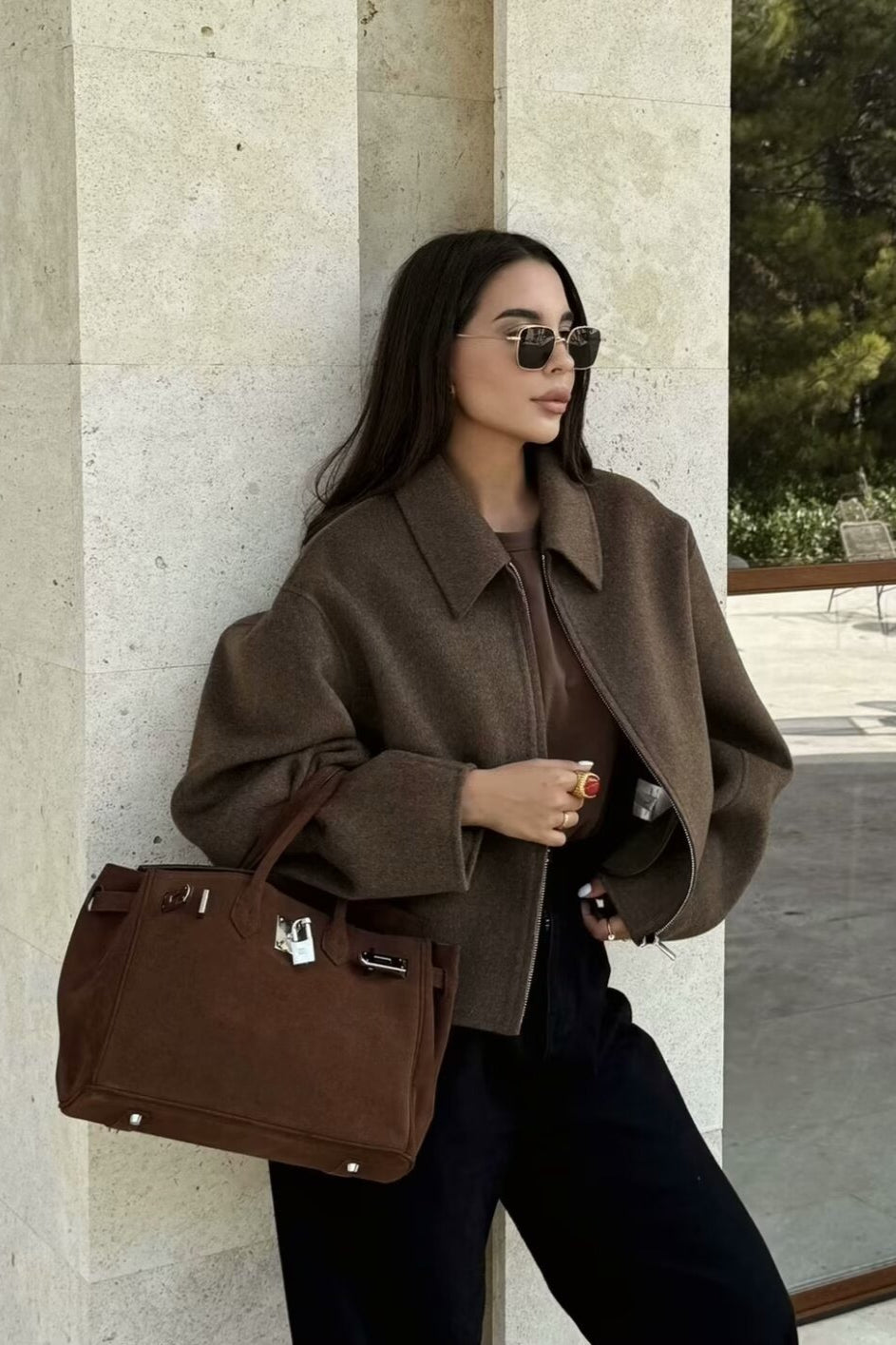 Oversized Zip Wool Jacket