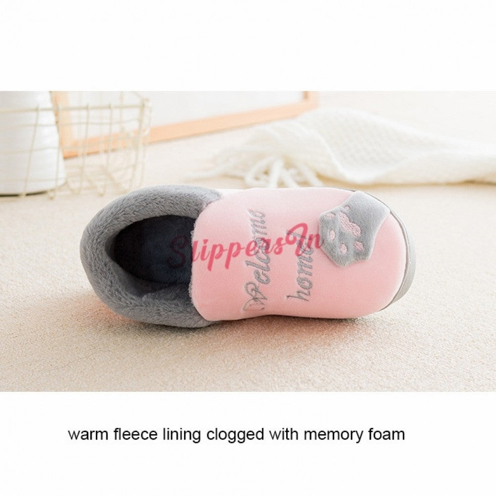 Cute House Shoes for Women Pink Kitty Cat Fuzzy Slippers