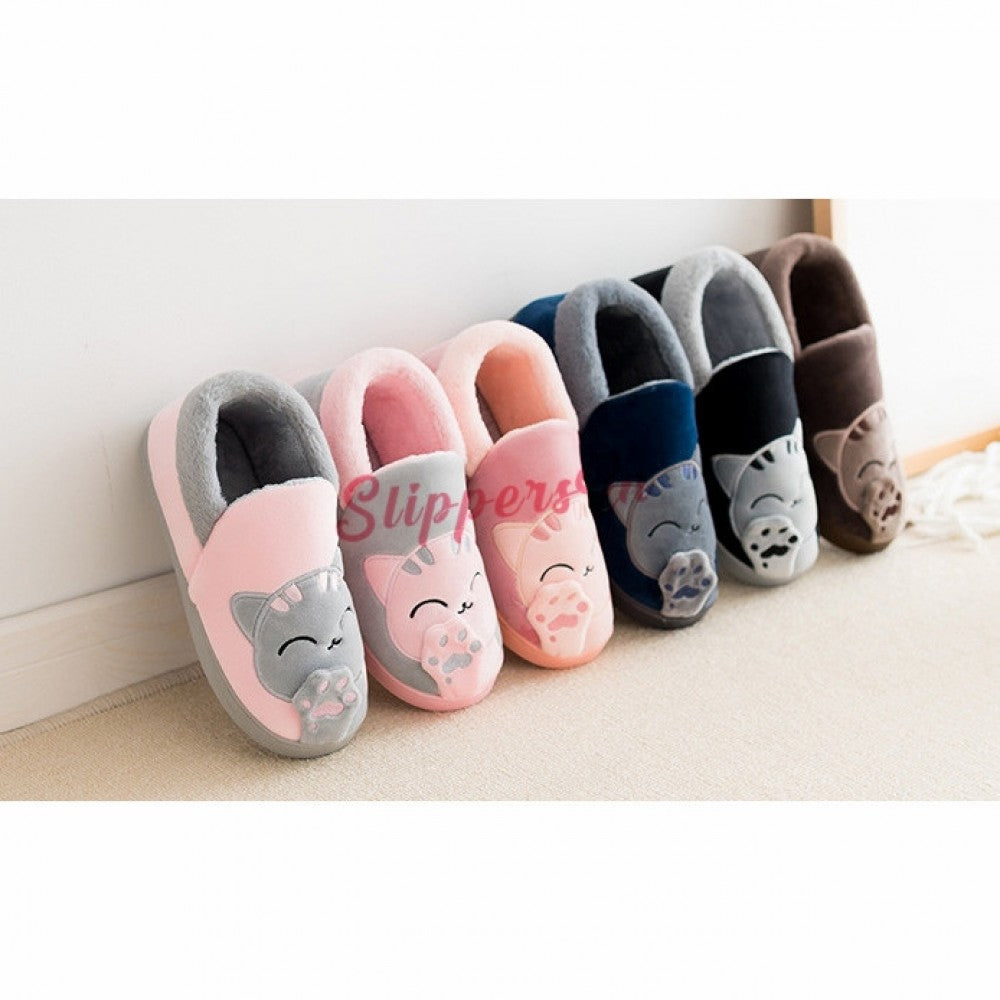 Cute House Shoes for Women Pink Kitty Cat Fuzzy Slippers