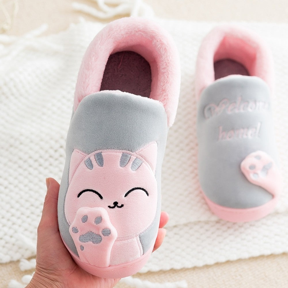 Cute House Shoes for Women Pink Kitty Cat Fuzzy Slippers