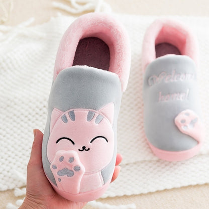 Cute House Shoes for Women Pink Kitty Cat Fuzzy Slippers