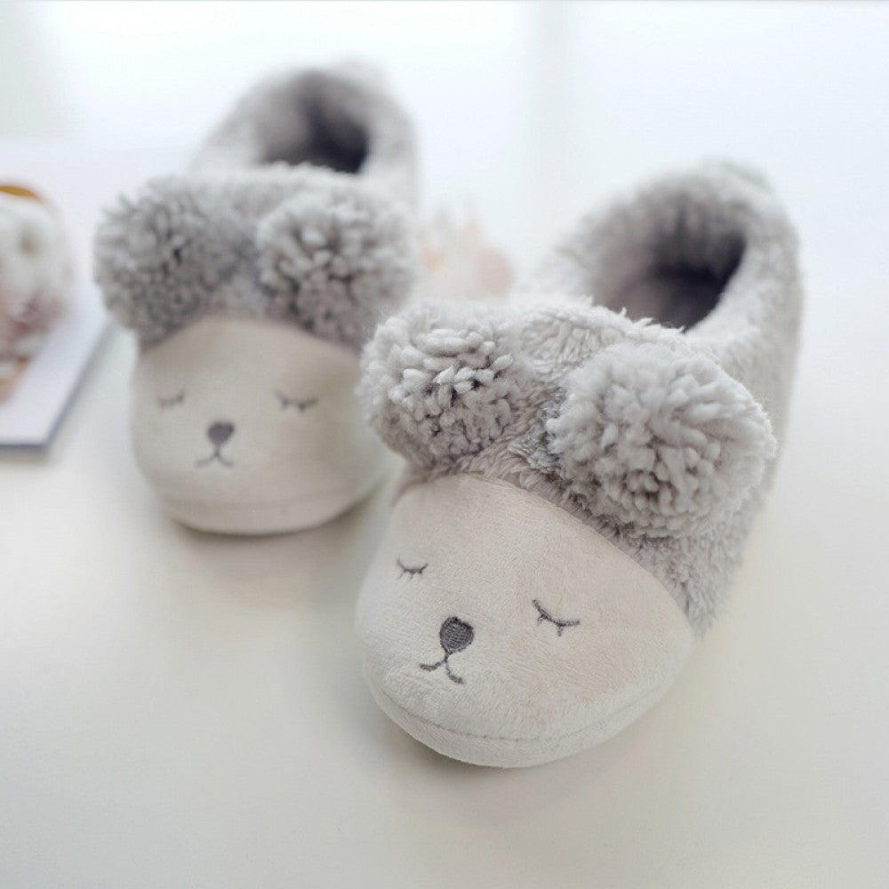 Cozy Women's Fleece Slippers Pom Pom Sheep House Shoes