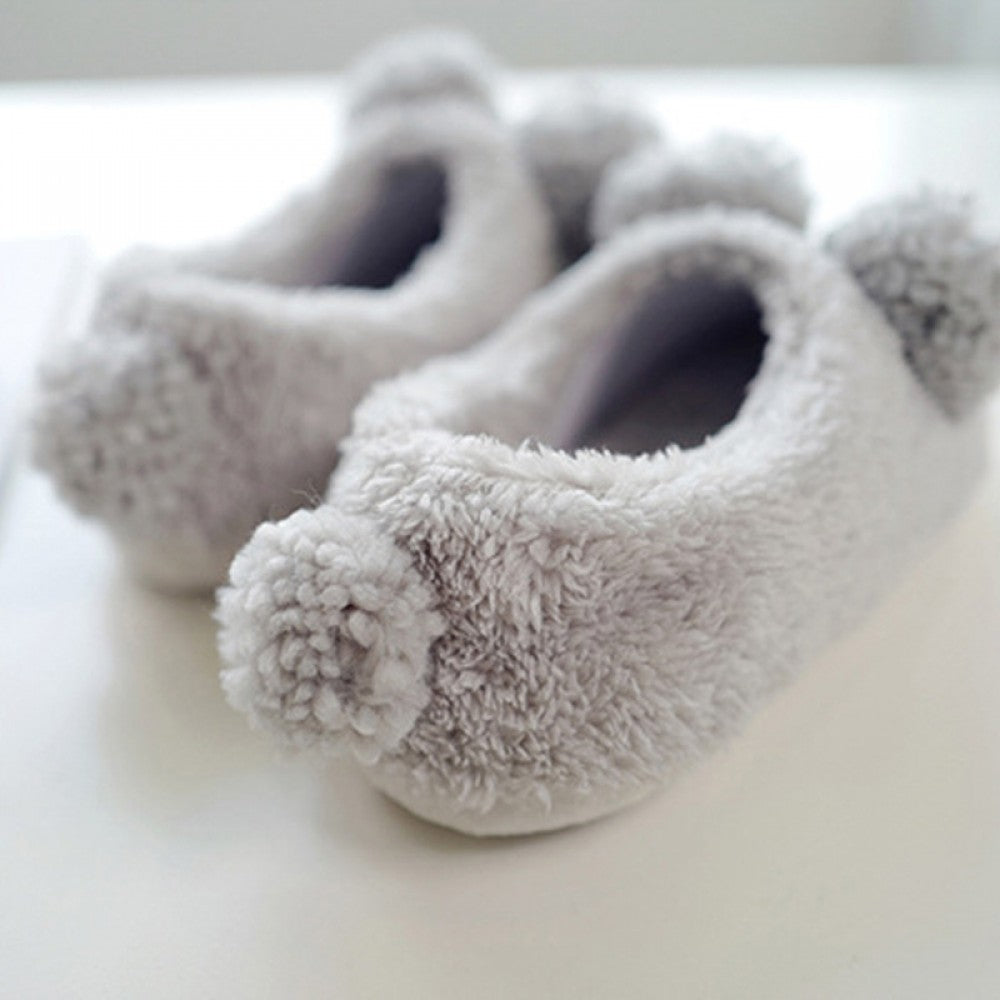 Cozy Women's Fleece Slippers Pom Pom Sheep House Shoes