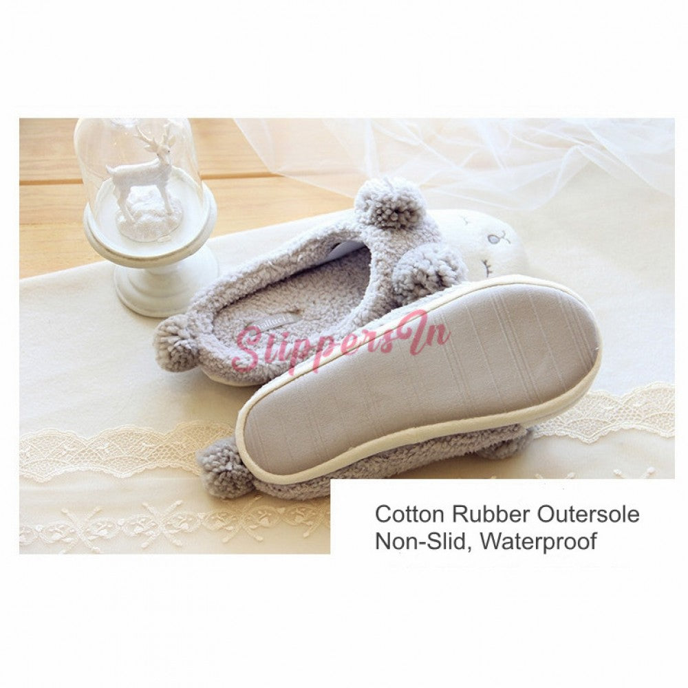 Cozy Women's Fleece Slippers Pom Pom Sheep House Shoes
