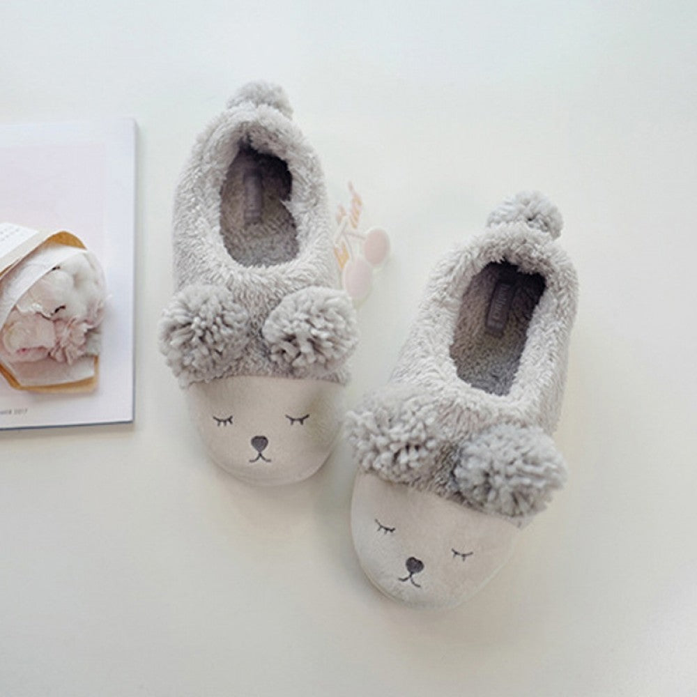 Cozy Women's Fleece Slippers Pom Pom Sheep House Shoes