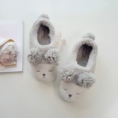 Cozy Women's Fleece Slippers Pom Pom Sheep House Shoes