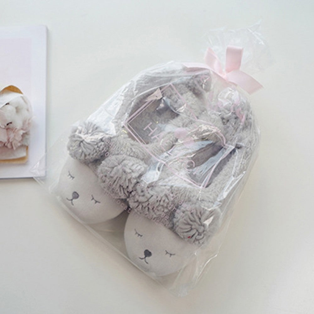 Cozy Women's Fleece Slippers Pom Pom Sheep House Shoes