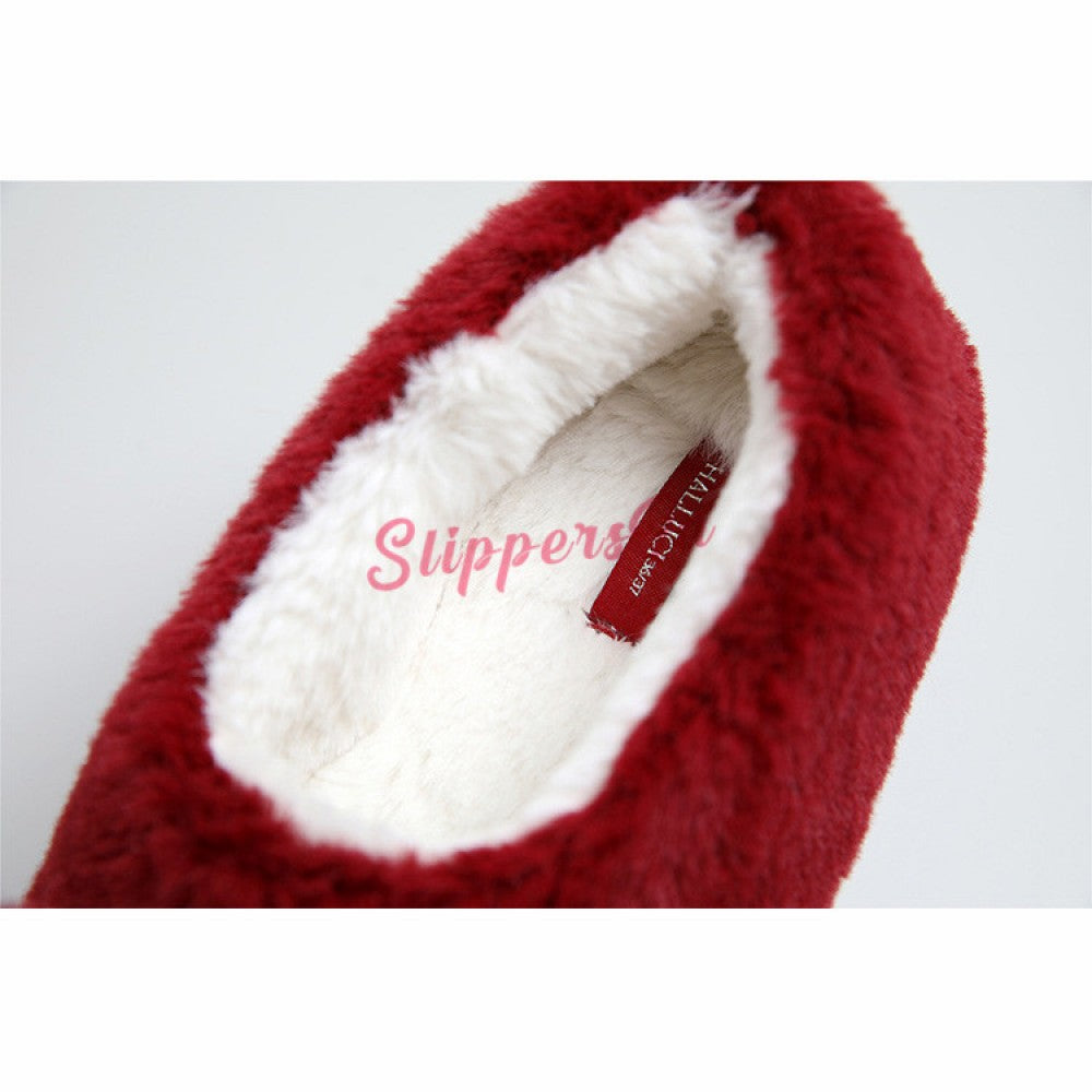 Cozy Women's Red Slippers Ballerina Slippers with Heart Embellishment