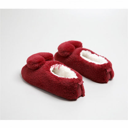 Cozy Women's Red Slippers Ballerina Slippers with Heart Embellishment