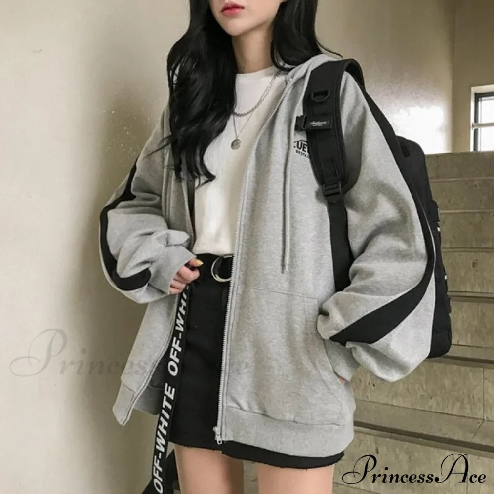 Harajuku Arm Long Hoodie Oversized - - Women's - Fit Loose - Boyfriend Style Street Casual Fleece Sweatshirt Material