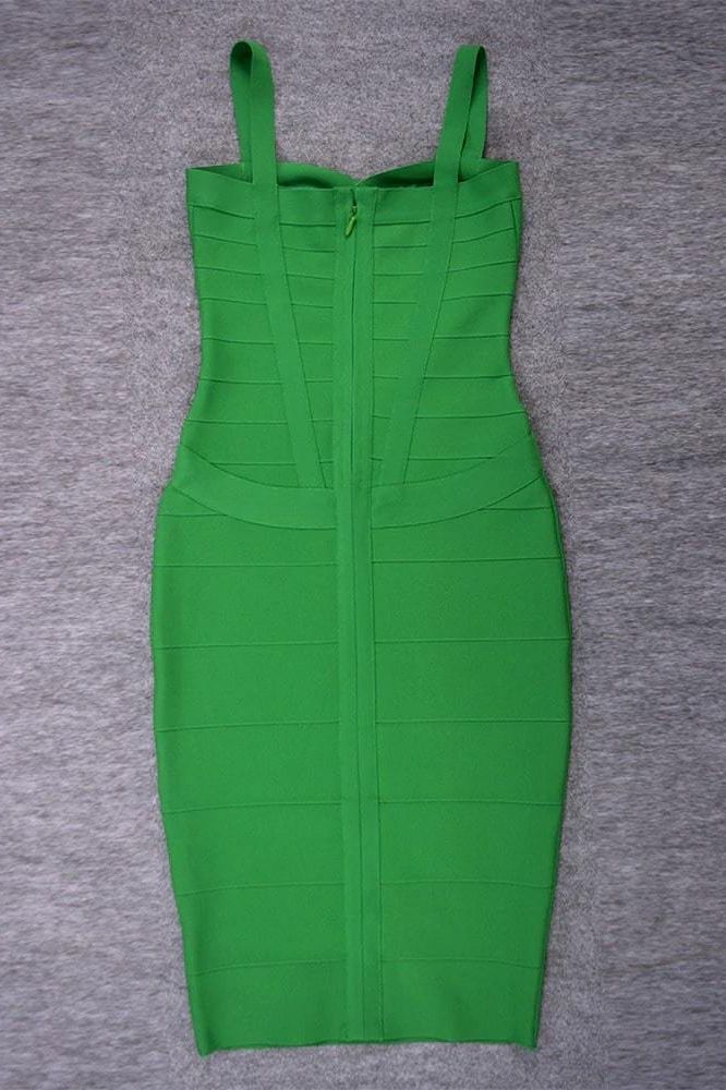 Emerald Green Sweetheart Criss Cross Waist Bandage Bodycon Midi Dress