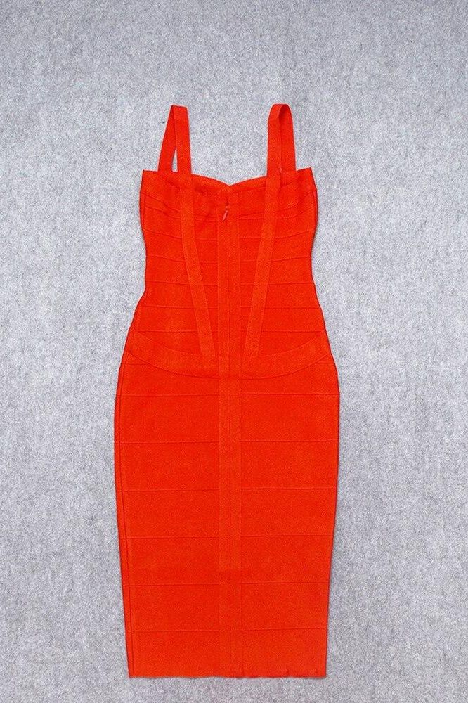 Lipstick Red Bandage Sweetheart Neck Criss Cross Bodycon Midi Dress
