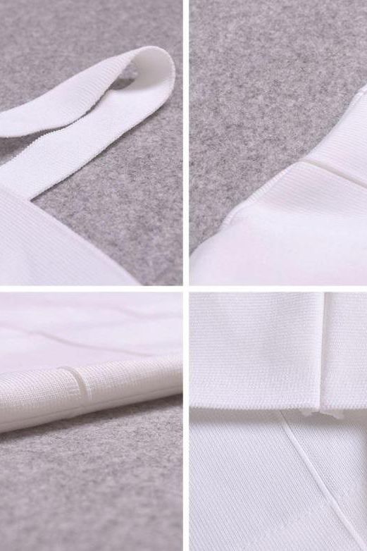 Pearl White Bandage Sweetheart Neck Criss Cross Bodycon Midi Dress