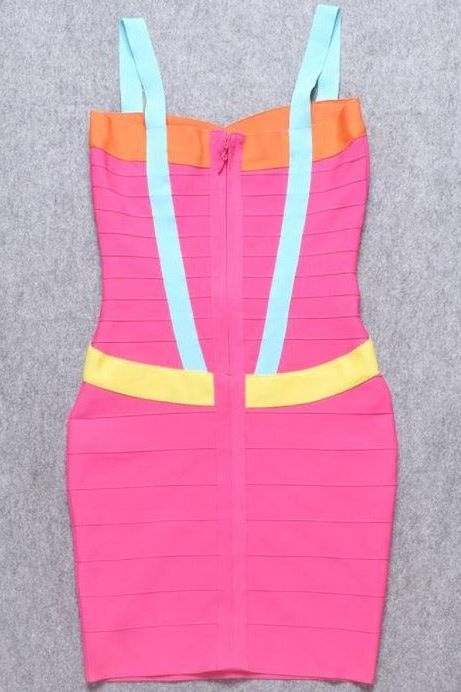 Hot Pink Sweetheart Criss Cross Waist Bandage Bodycon Mini Dress