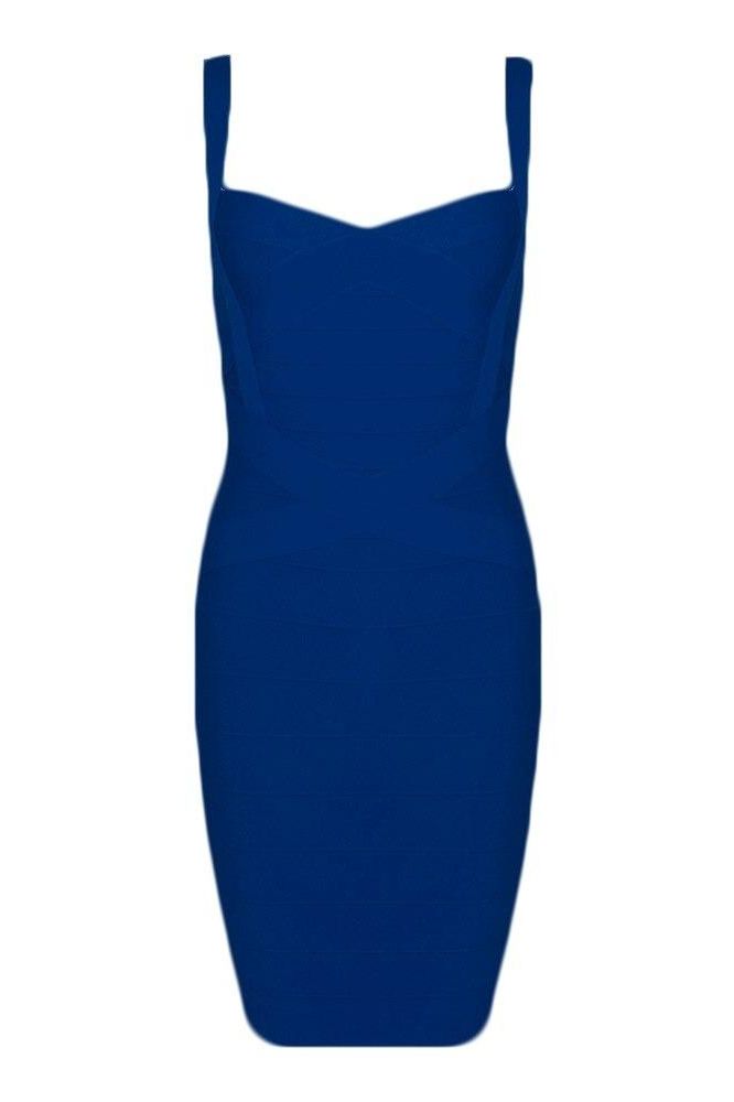 Navy Blue Sweetheart Criss Cross Waist Bandage Bodycon Mini Dress