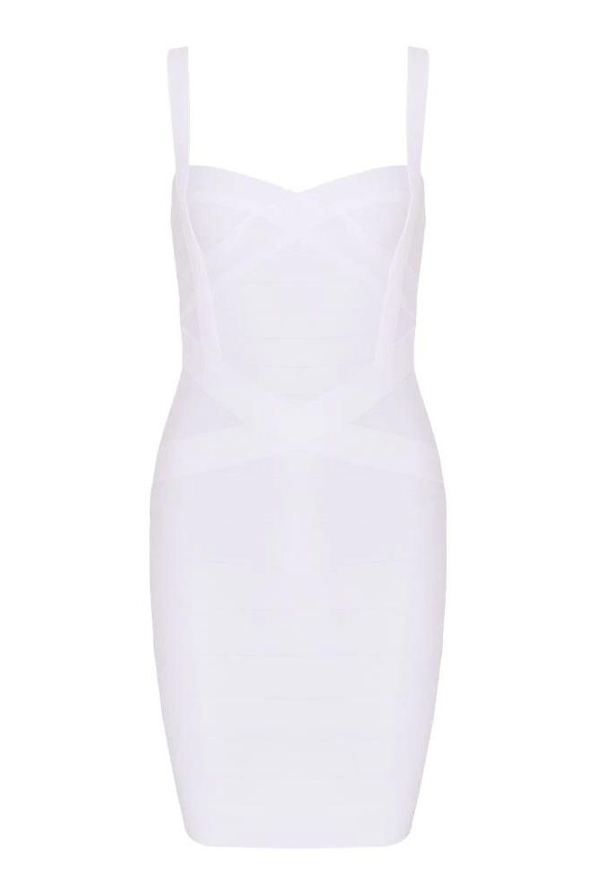 Pearl White Bandage Sweetheart Criss Cross Waist Sleeveless Mini Dress