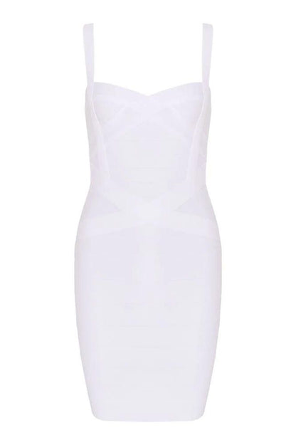 Pearl White Bandage Sweetheart Criss Cross Waist Sleeveless Mini Dress
