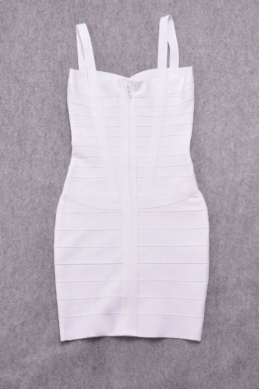 Pearl White Bandage Sweetheart Criss Cross Waist Sleeveless Mini Dress