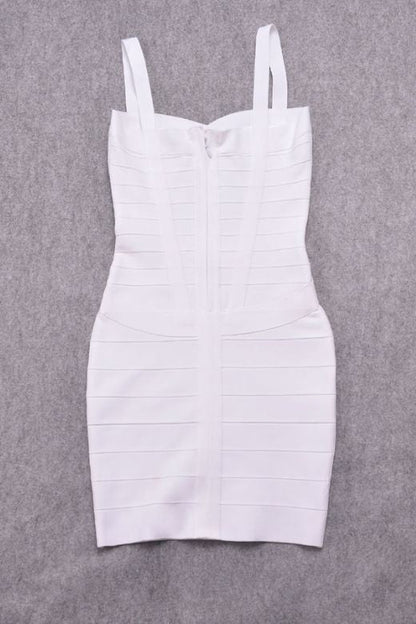 Pearl White Bandage Sweetheart Criss Cross Waist Sleeveless Mini Dress